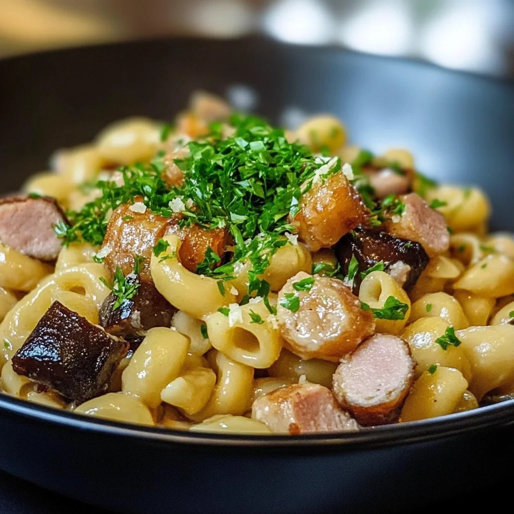 Klassisches Schinken-Nudel Gericht