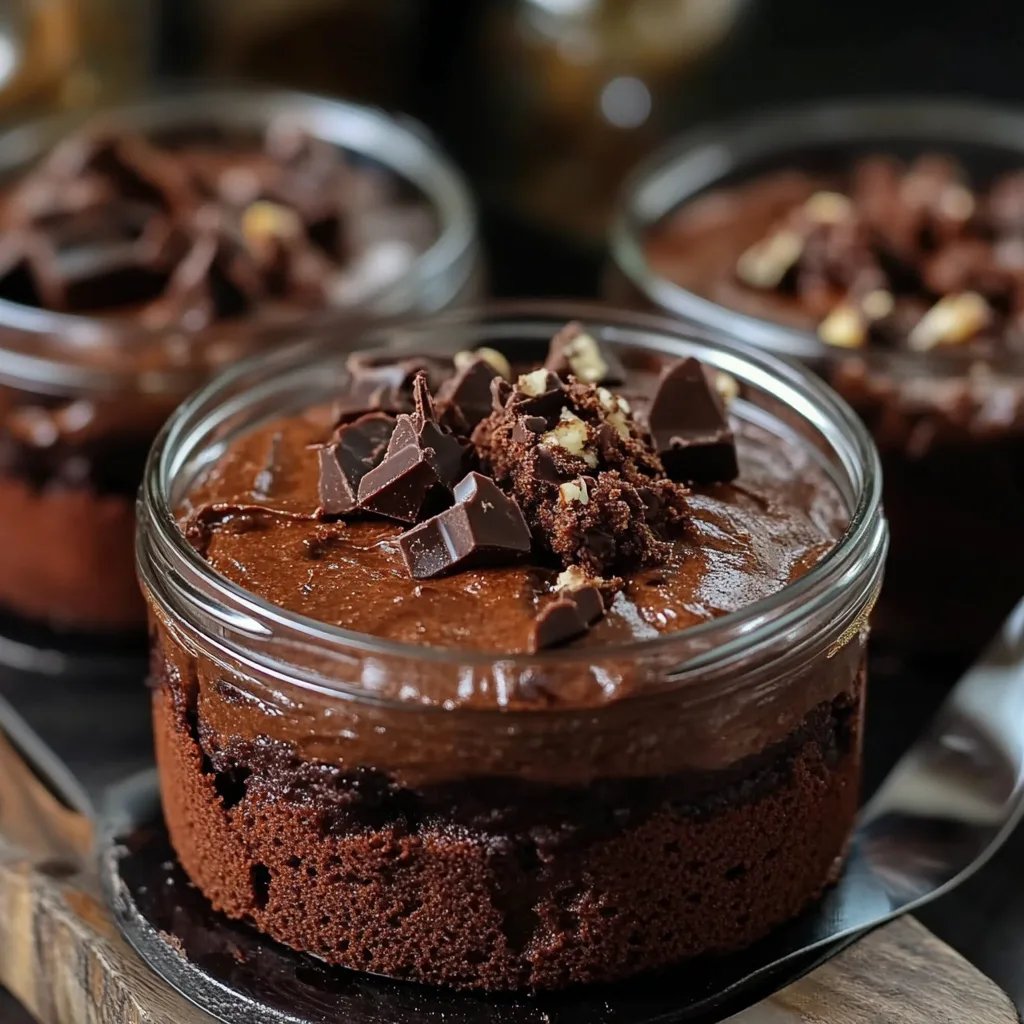 Leckerer Schokoladenkuchen im Glas zum Löffeln