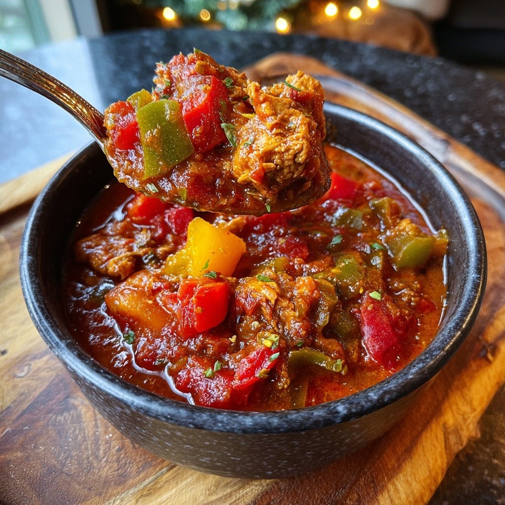 Langsames Hähnchen Chili Gericht