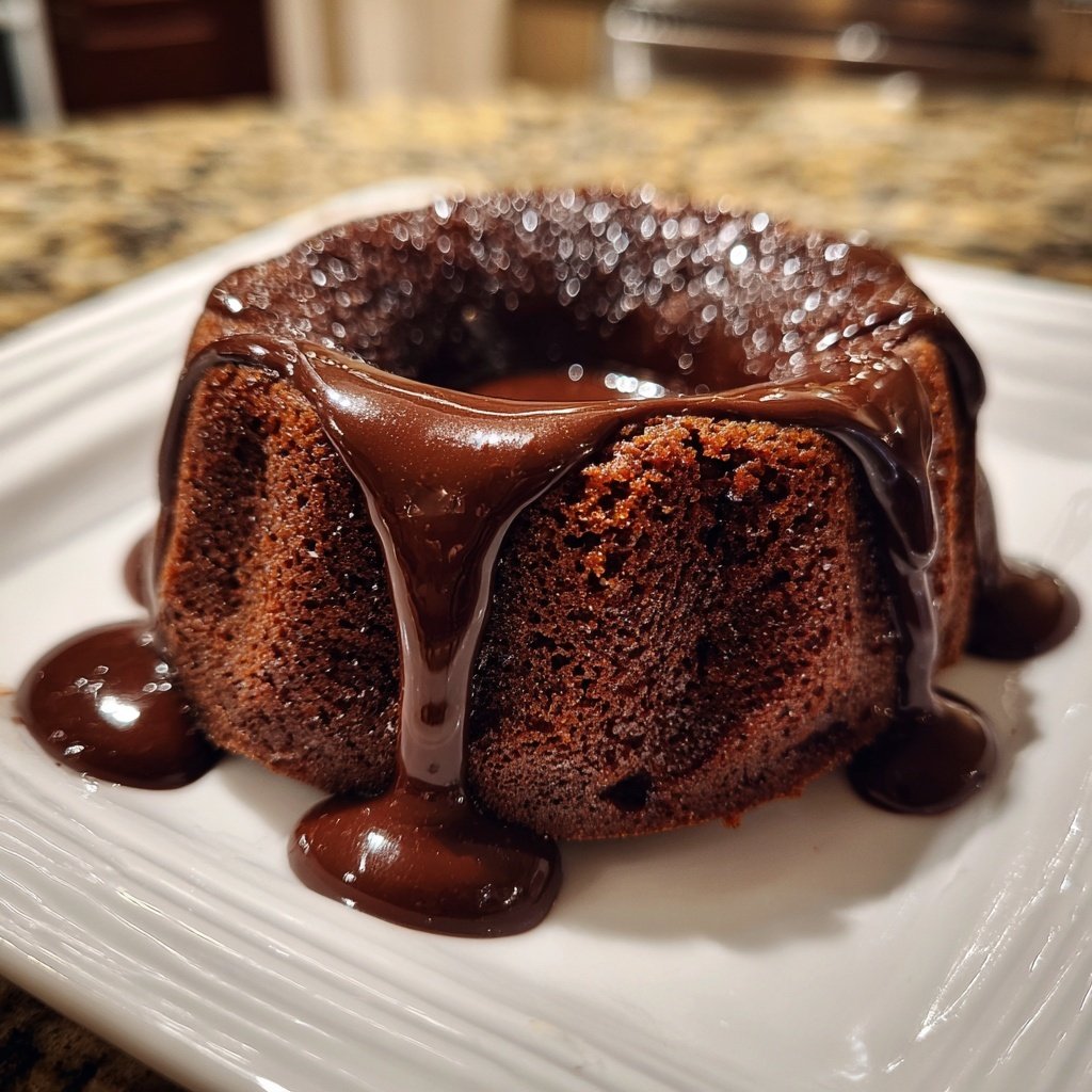 Dunkel Schokoladen-Vanille Molten Cake