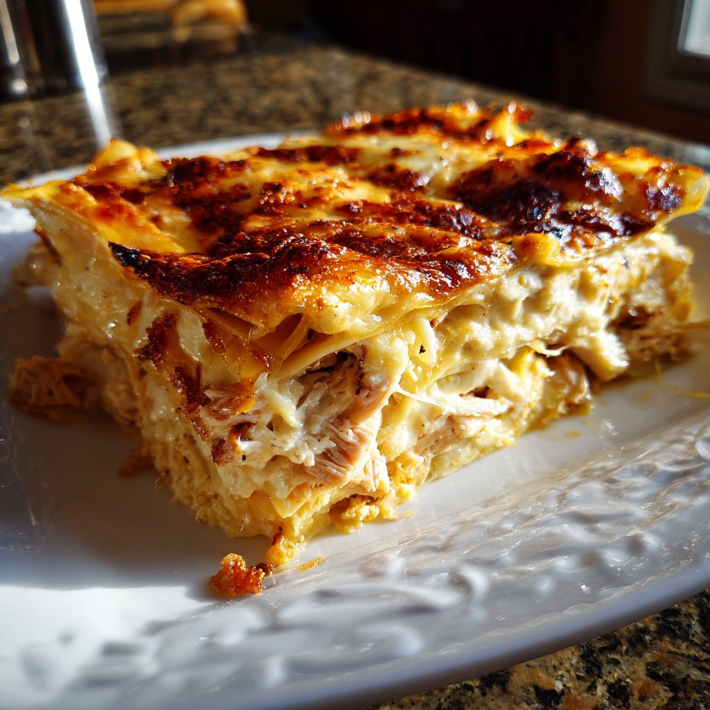 Französische Zwiebel Hähnchen Lasagna Komfort