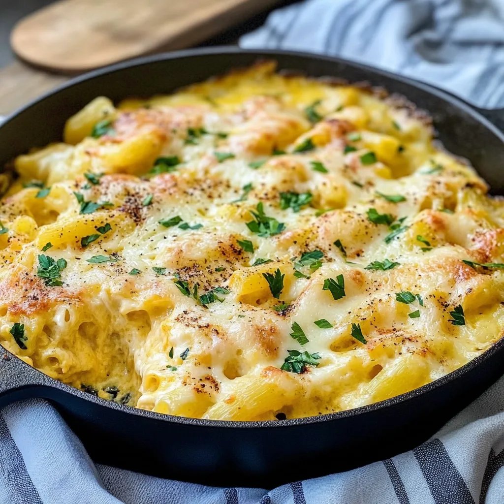 Käse, Schinken, Makkaroni-Auflauf mit Käse