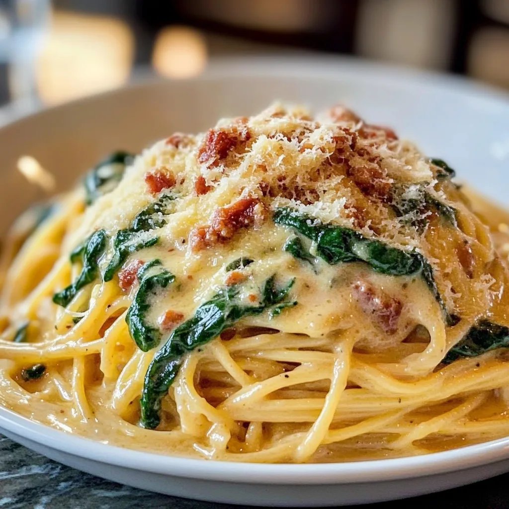 Spaghetti mit Spinat Frischkäse-Sauce