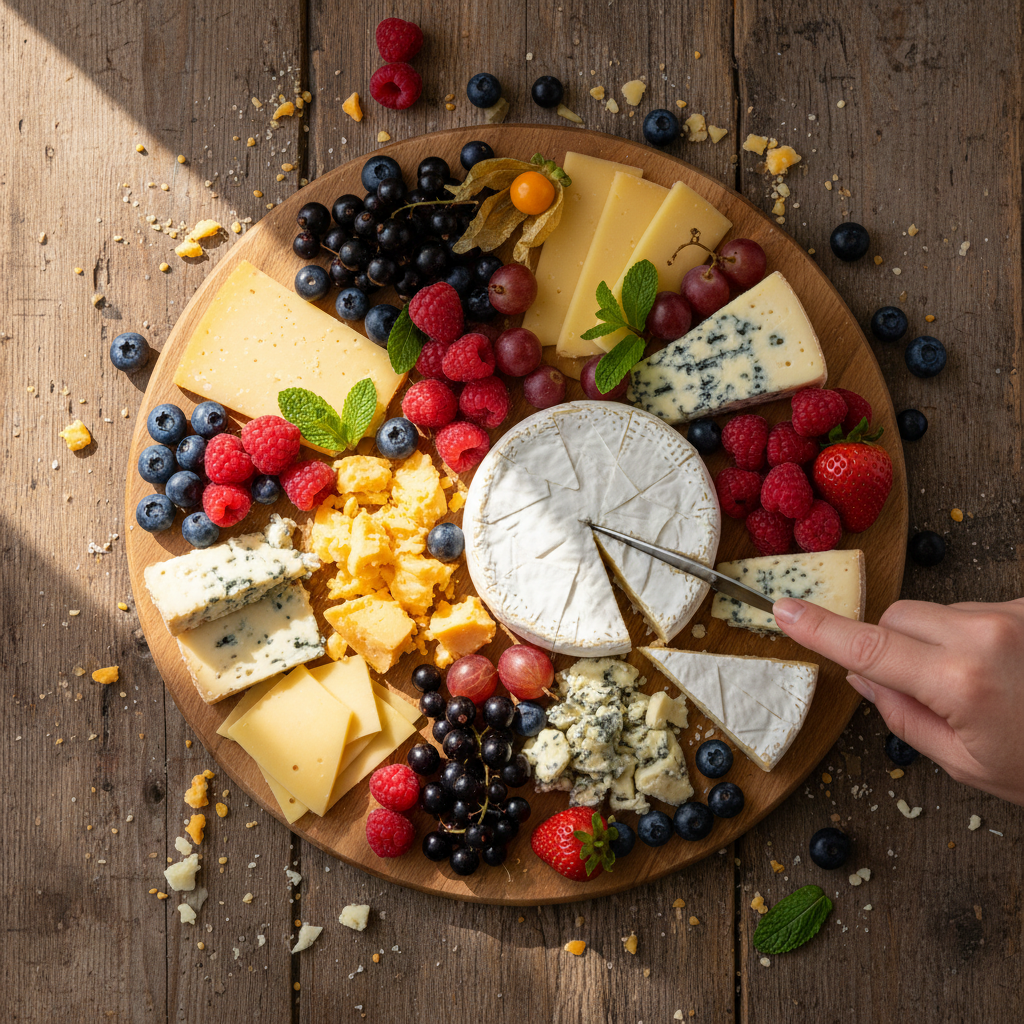 Feine Käse und Beeren Platte