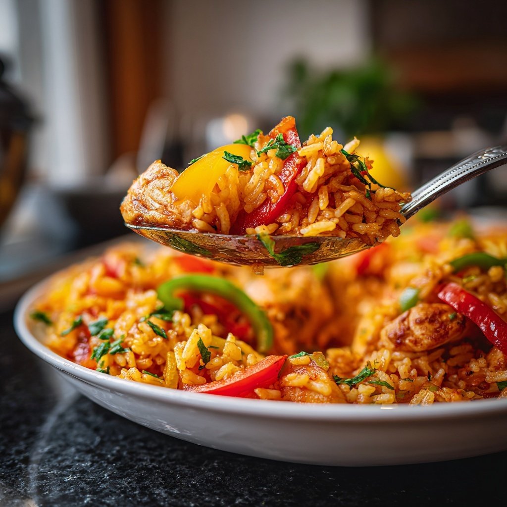 Spanische Hähnchen Gemüse Reispfanne