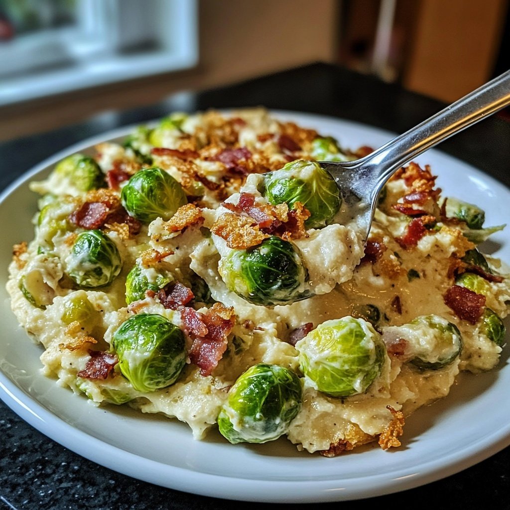 Cremiger Rahm-Rosenkohl mit Speck