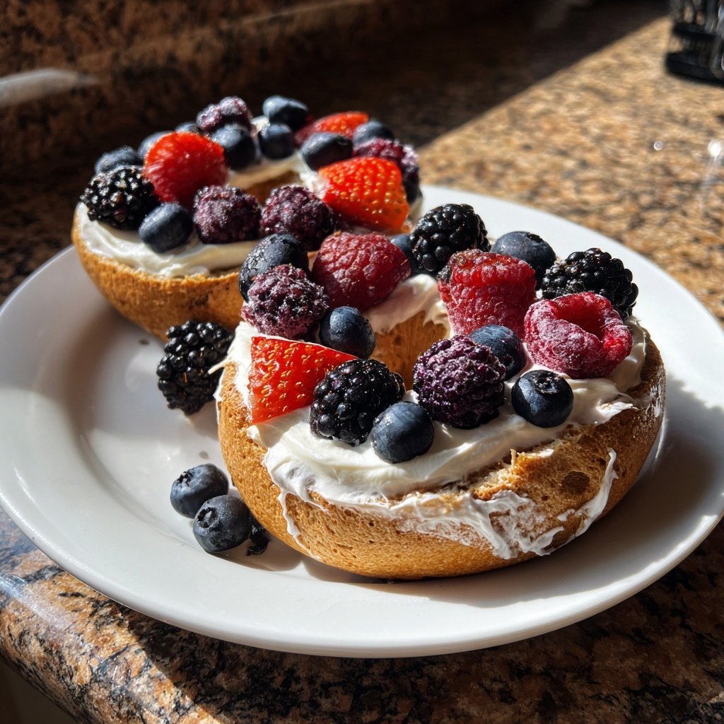 Protein Bagels mit Vanille Griechischer Joghurt