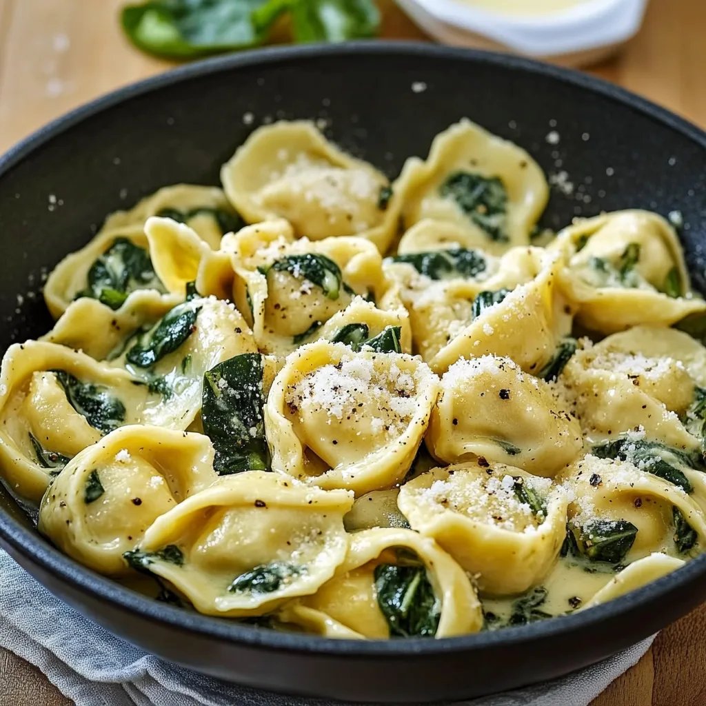 Cremige Tortellini mit Spinat-Frischkäsesauce