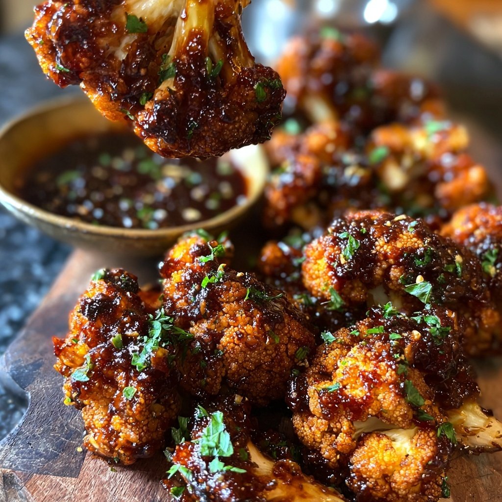 Pikante BBQ Blumenkohl Flügel