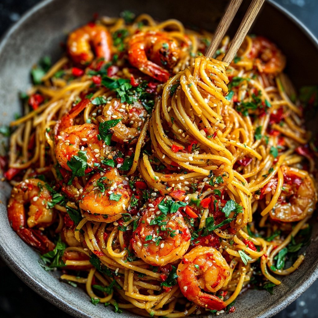 Süß Chili Garnelen Nudeln