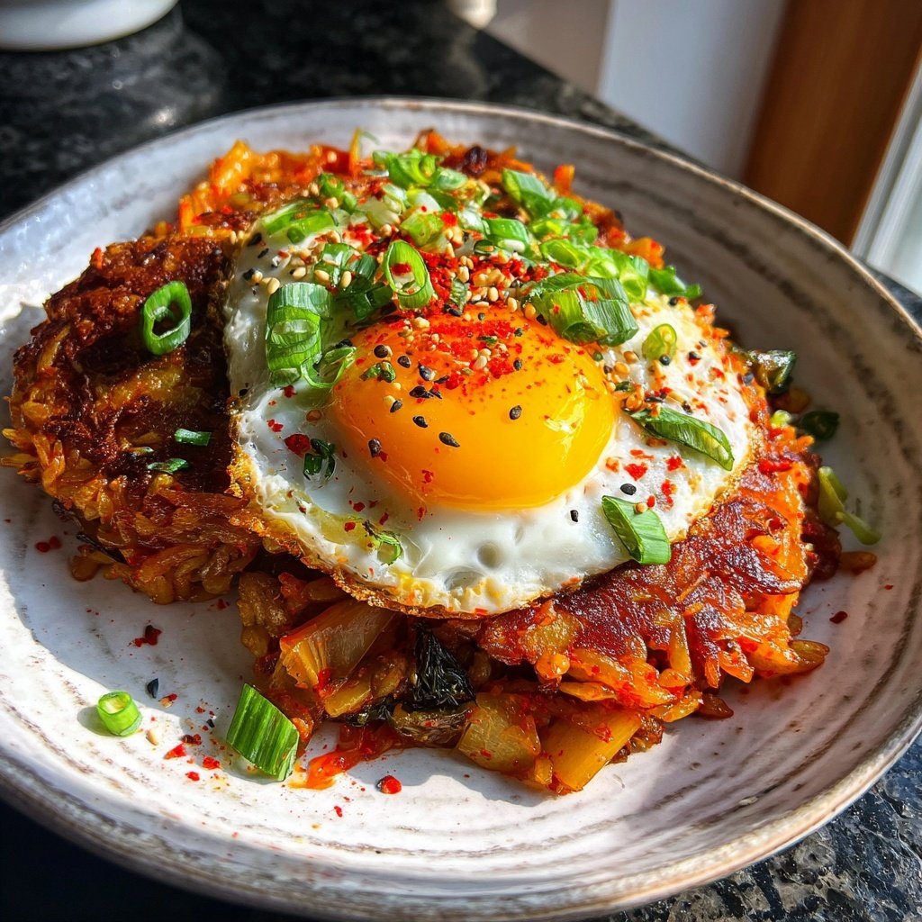 Kimchi Gebratener Reis mit knuspriger Ei
