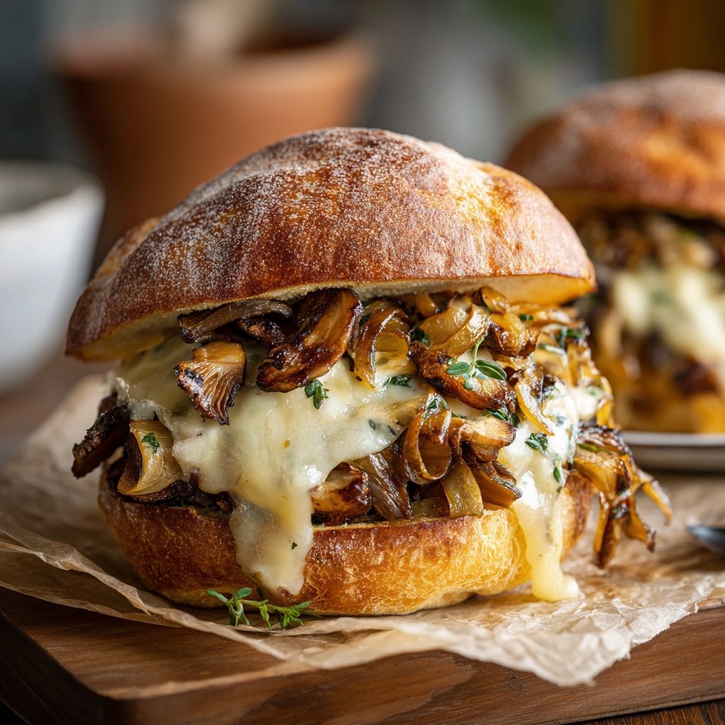 Herzhaftes Pilz Burger Gericht