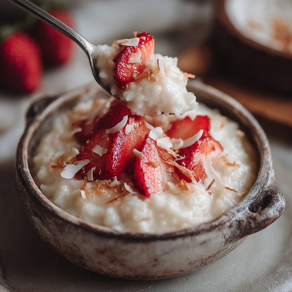 Kokos Erdbeer Reisbrei