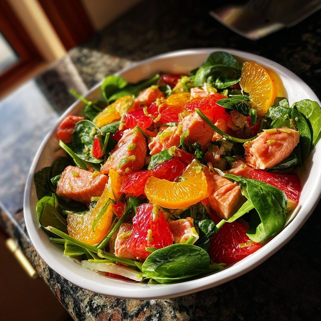 Lachs-Spinat-Salat mit Zitrusfrüchten