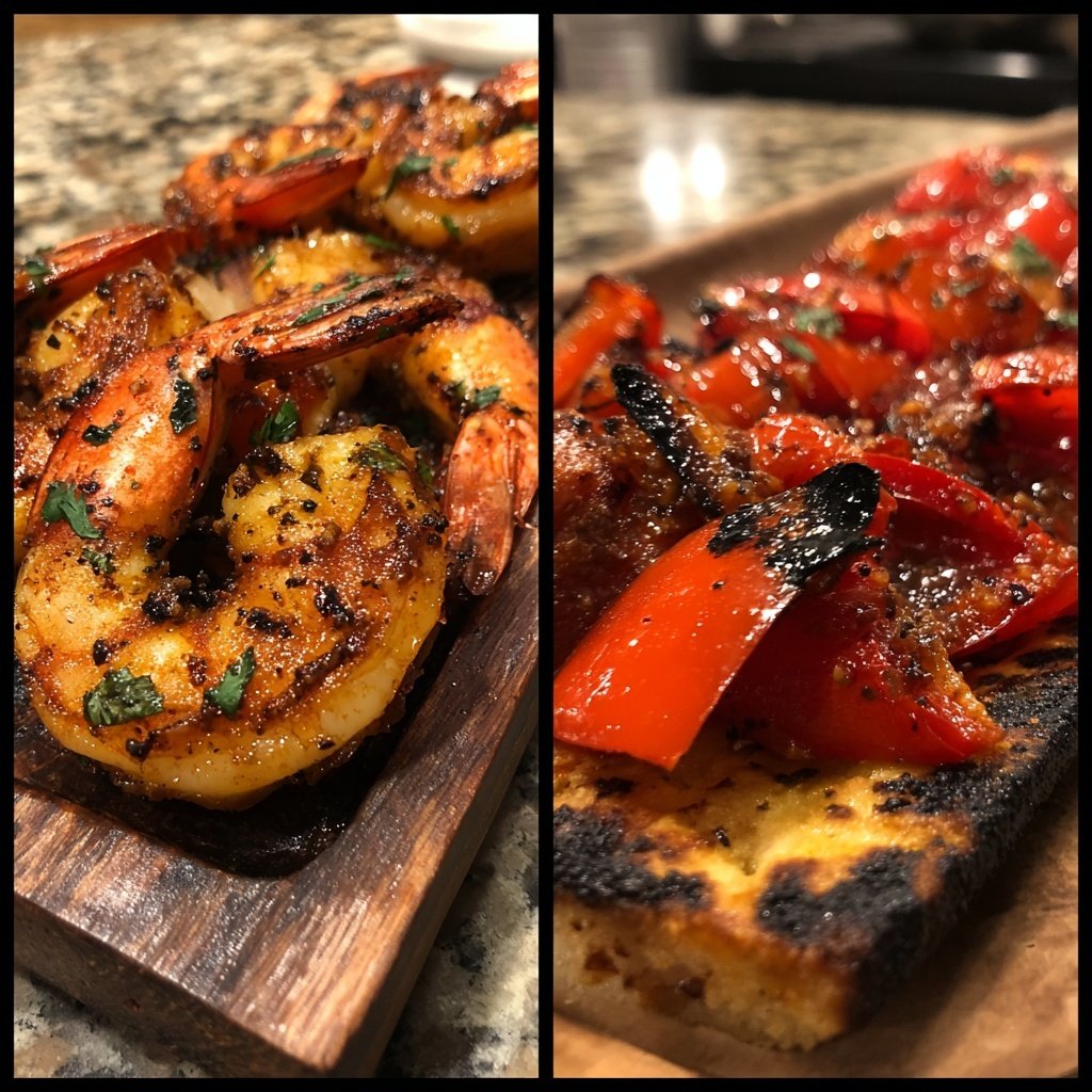 Gegrillte Garnelen mit Paprika