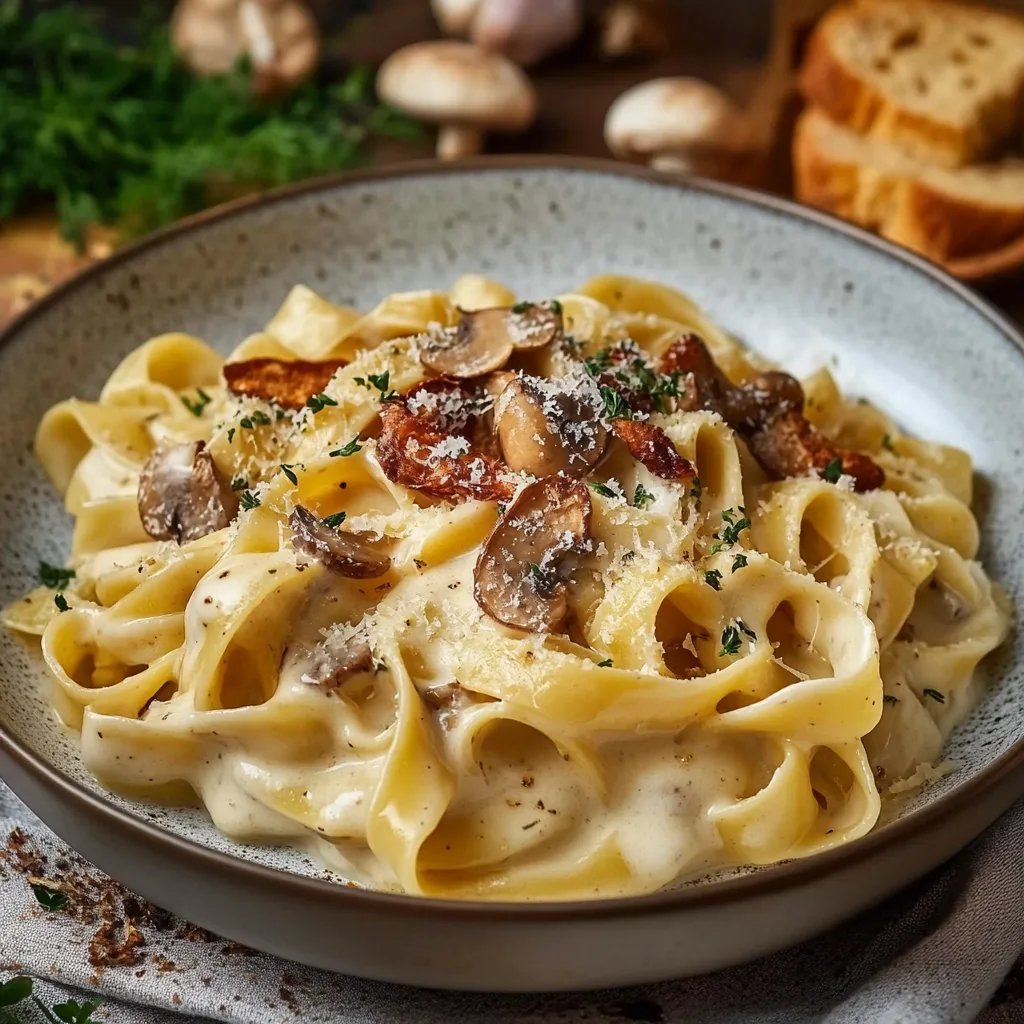 Pasta mit Pfifferlingsoße Bandnudeln