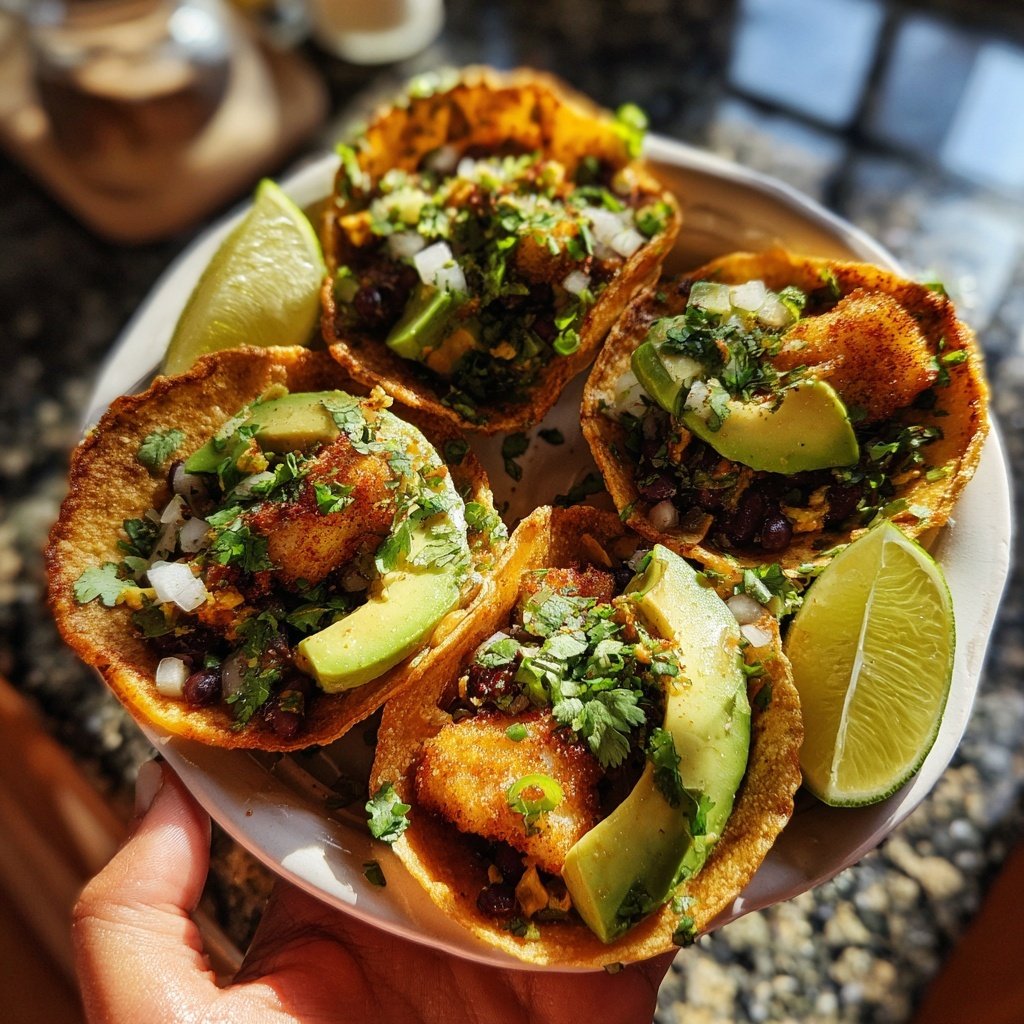 Schwarzer Fisch Taco Bowls